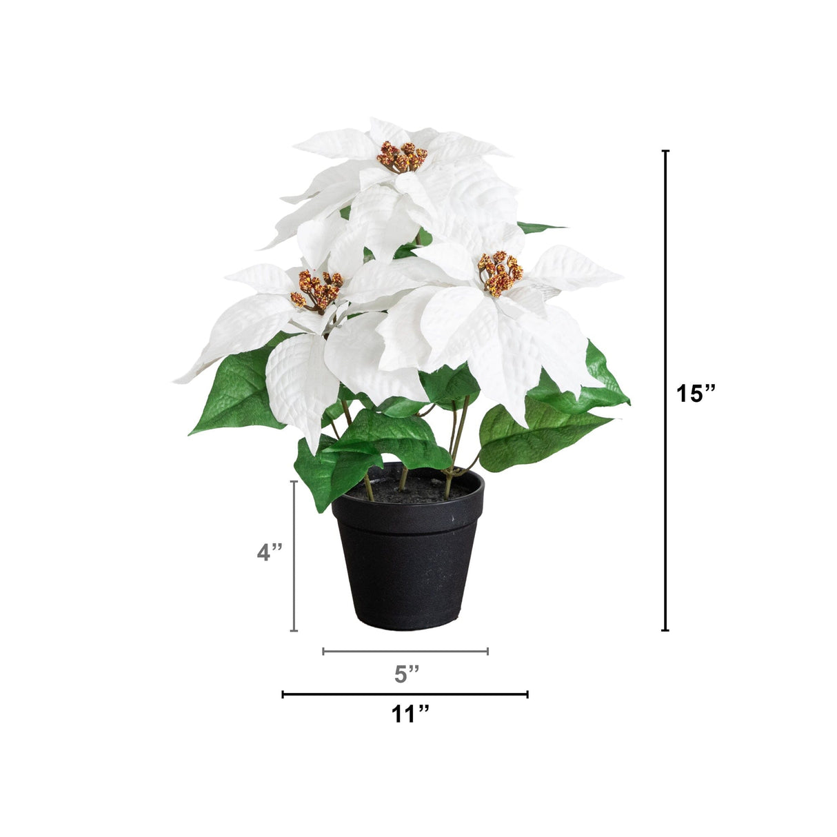 15" Artificial Poinsettia Plant - Set of 2