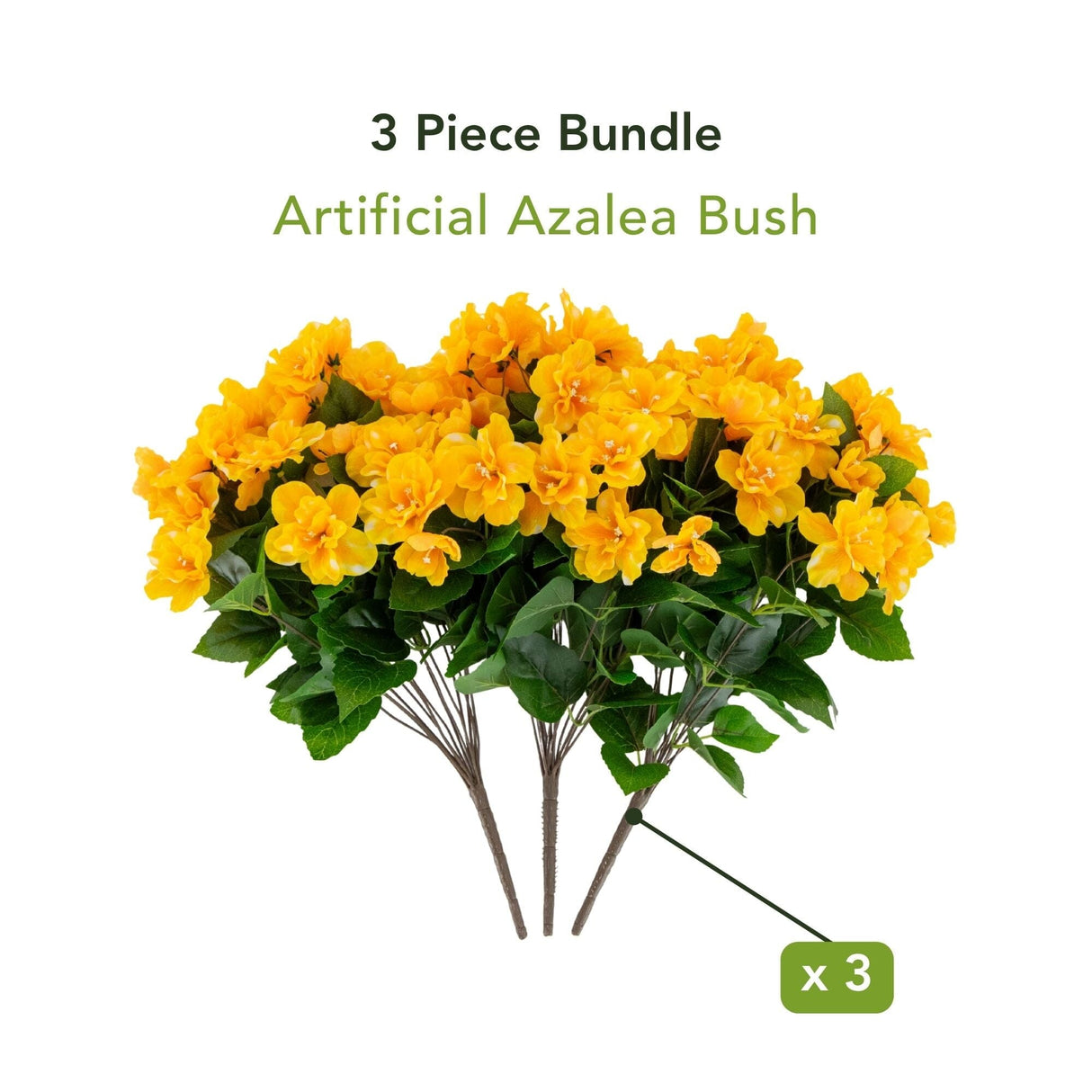 19" UV Resistant Artificial Azalea Bush (Indoor/Outdoor) - Set of 3