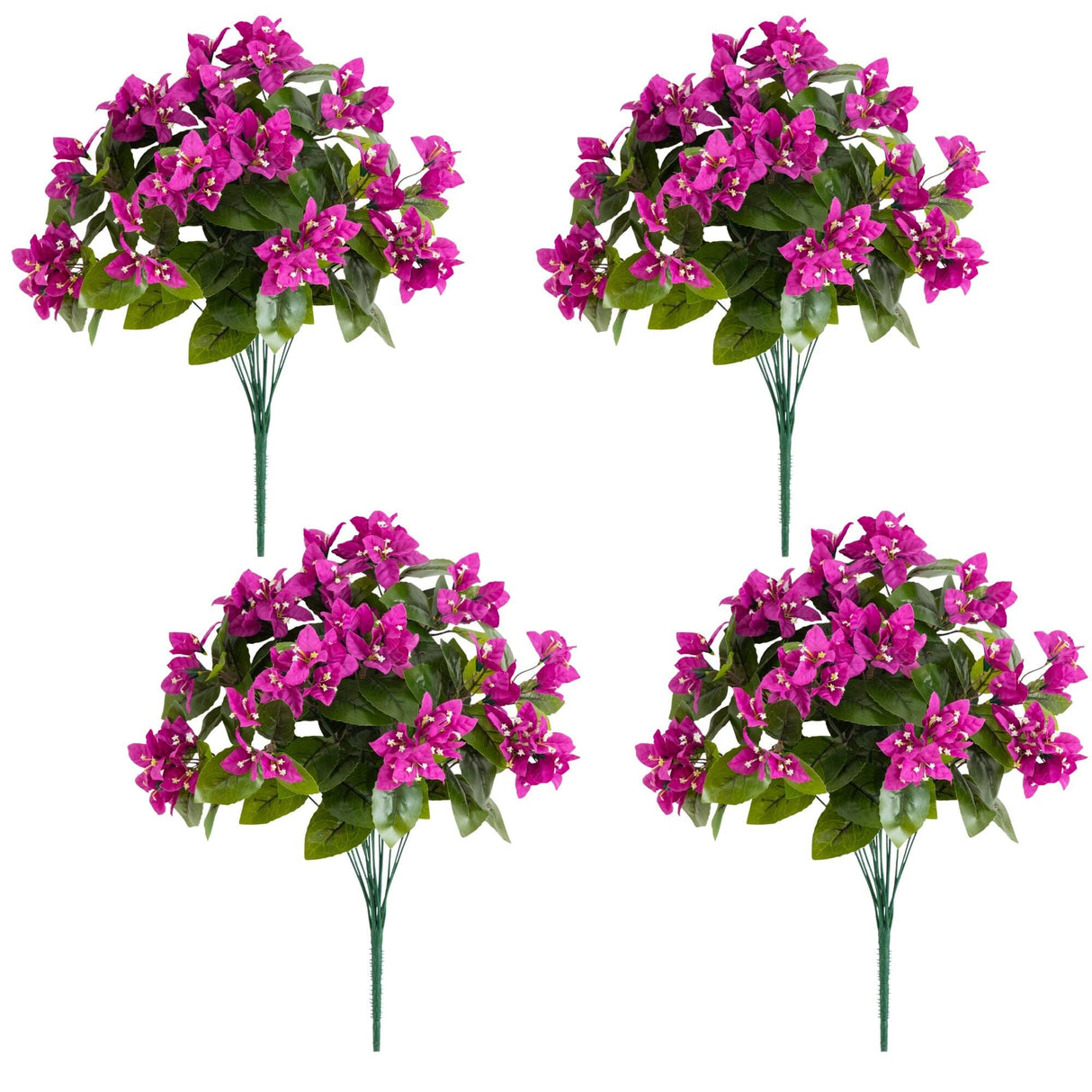 19" UV Resistant Artificial Bougainvillea Bush (Indoor/Outdoor) - Set of 4