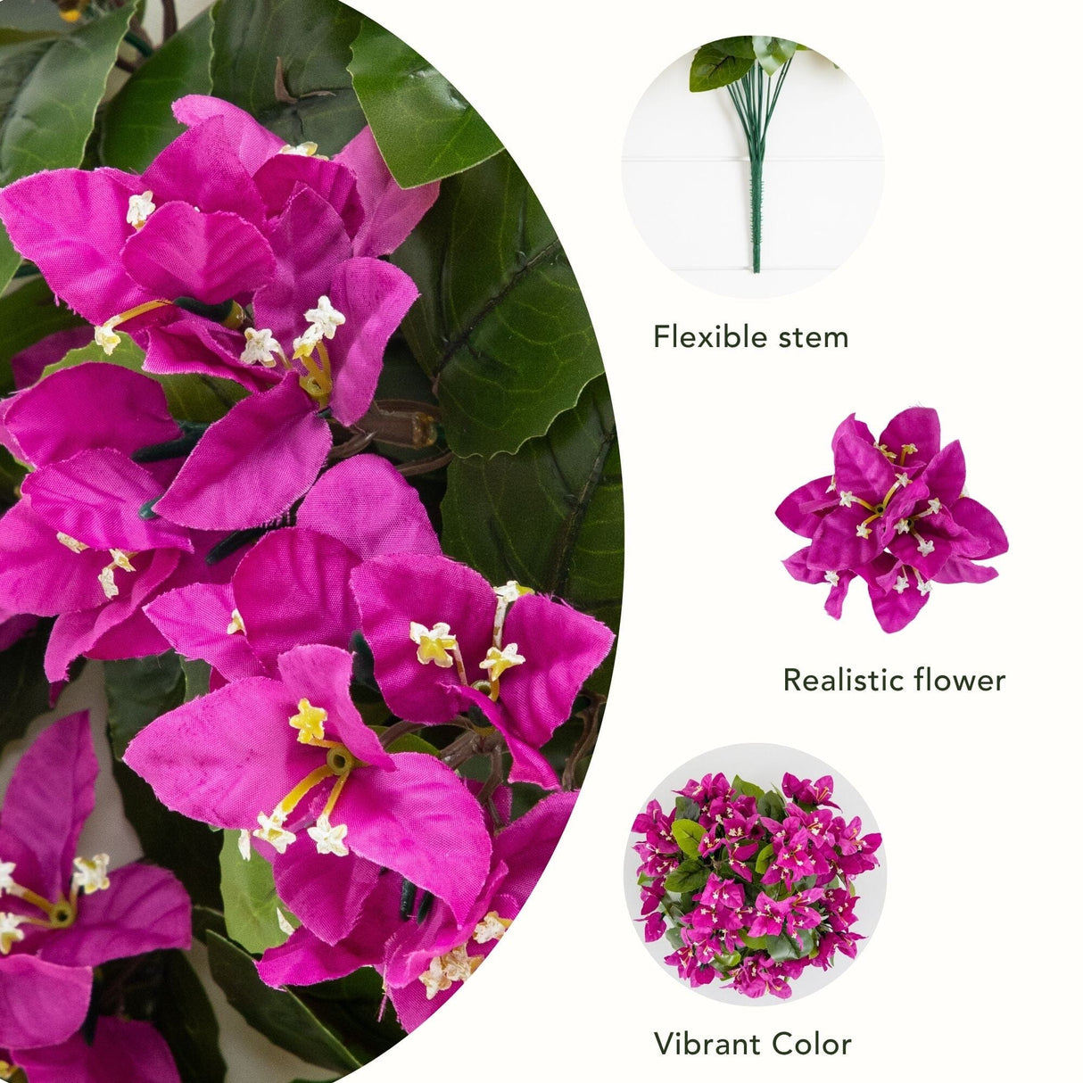 19" UV Resistant Artificial Bougainvillea Bush (Indoor/Outdoor) - Set of 4