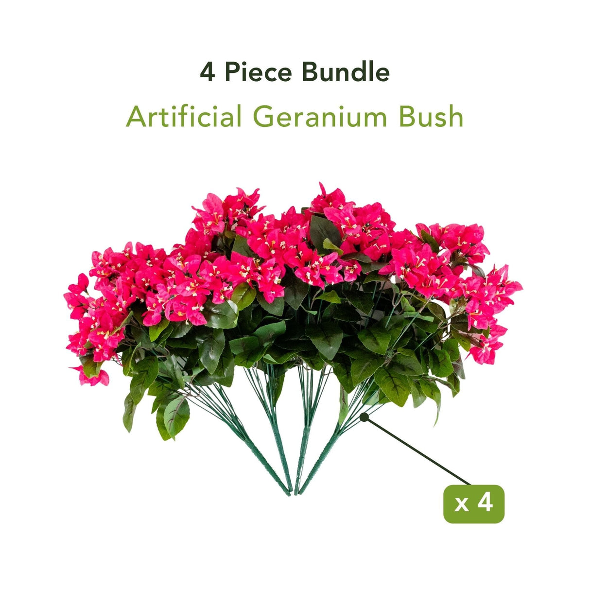19" UV Resistant Artificial Bougainvillea Bush (Indoor/Outdoor) - Set of 4