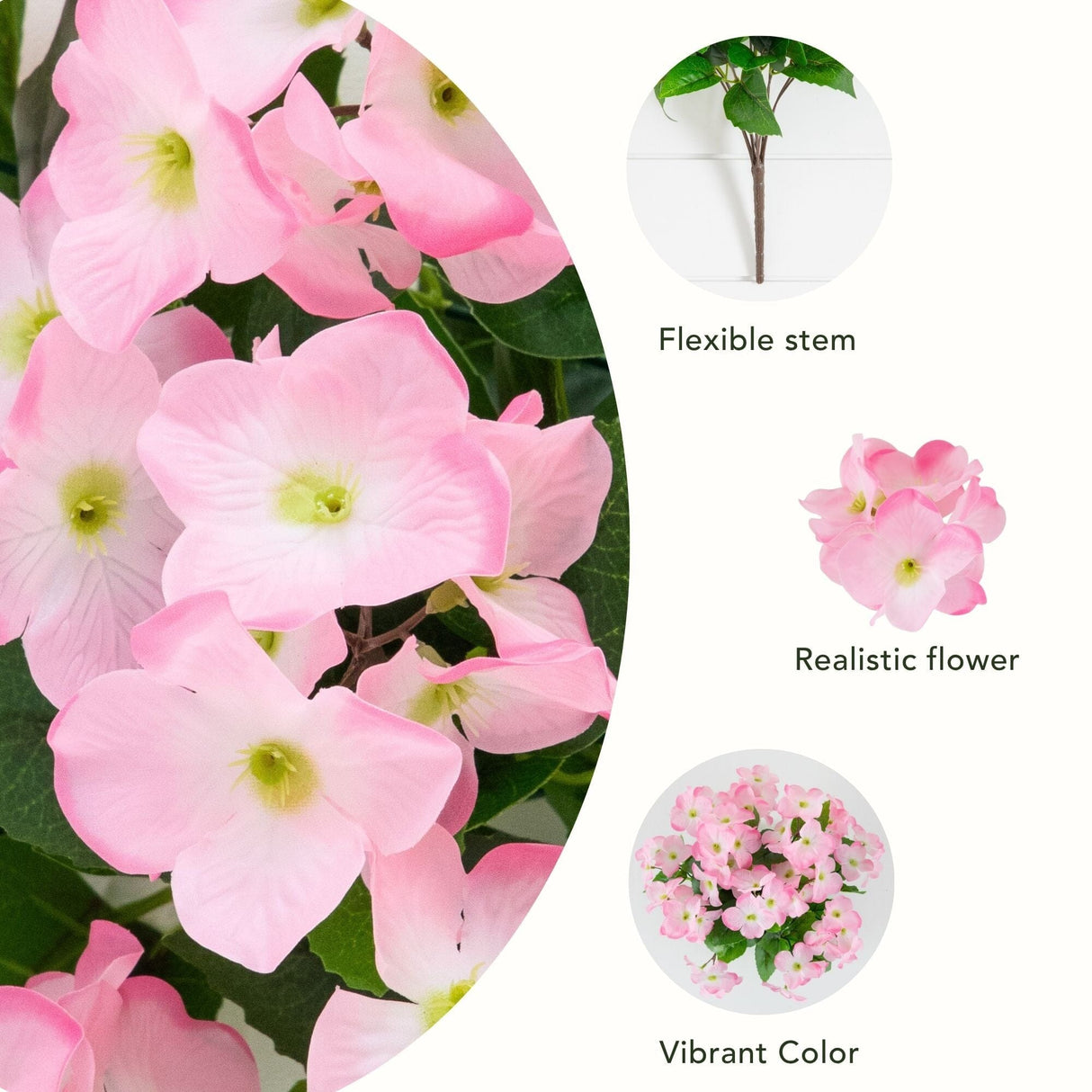 19" UV Resistant Artificial Hydrangea Bush (Indoor/Outdoor) - Set of 3