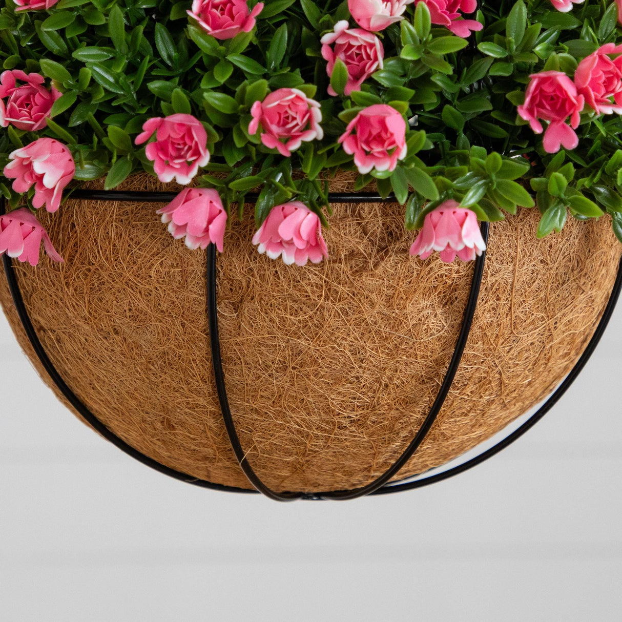 19” UV Resistant Artificial Mini Rose and Aptenia Hanging Basket (Indoor/Outdoor)