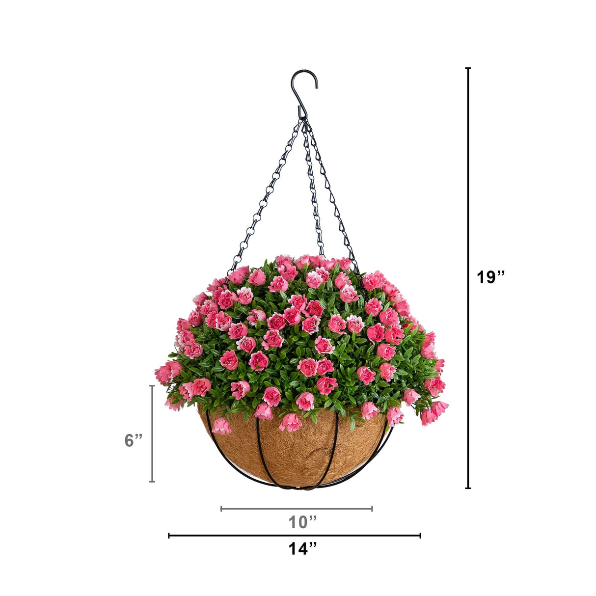 19” UV Resistant Artificial Mini Rose and Aptenia Hanging Basket (Indoor/Outdoor)