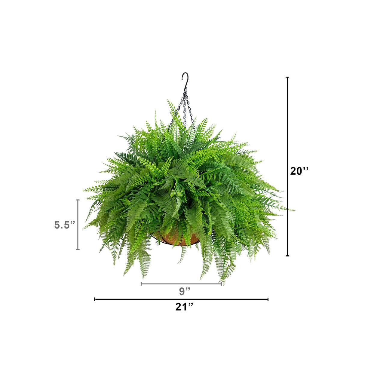 20” UV Resistant Artificial Mixed Fern Hanging Basket (Indoor/Outdoor)