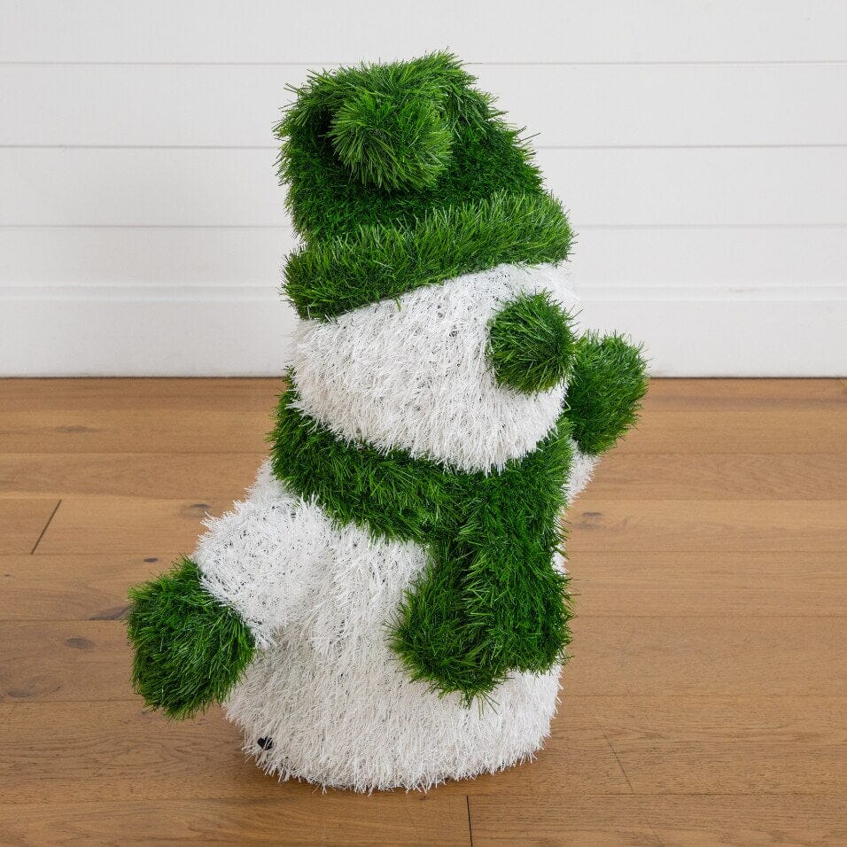 22” UV Resistant Artificial Christmas Grass Garden Plush Topiary Snowman (Indoor/Outdoor)