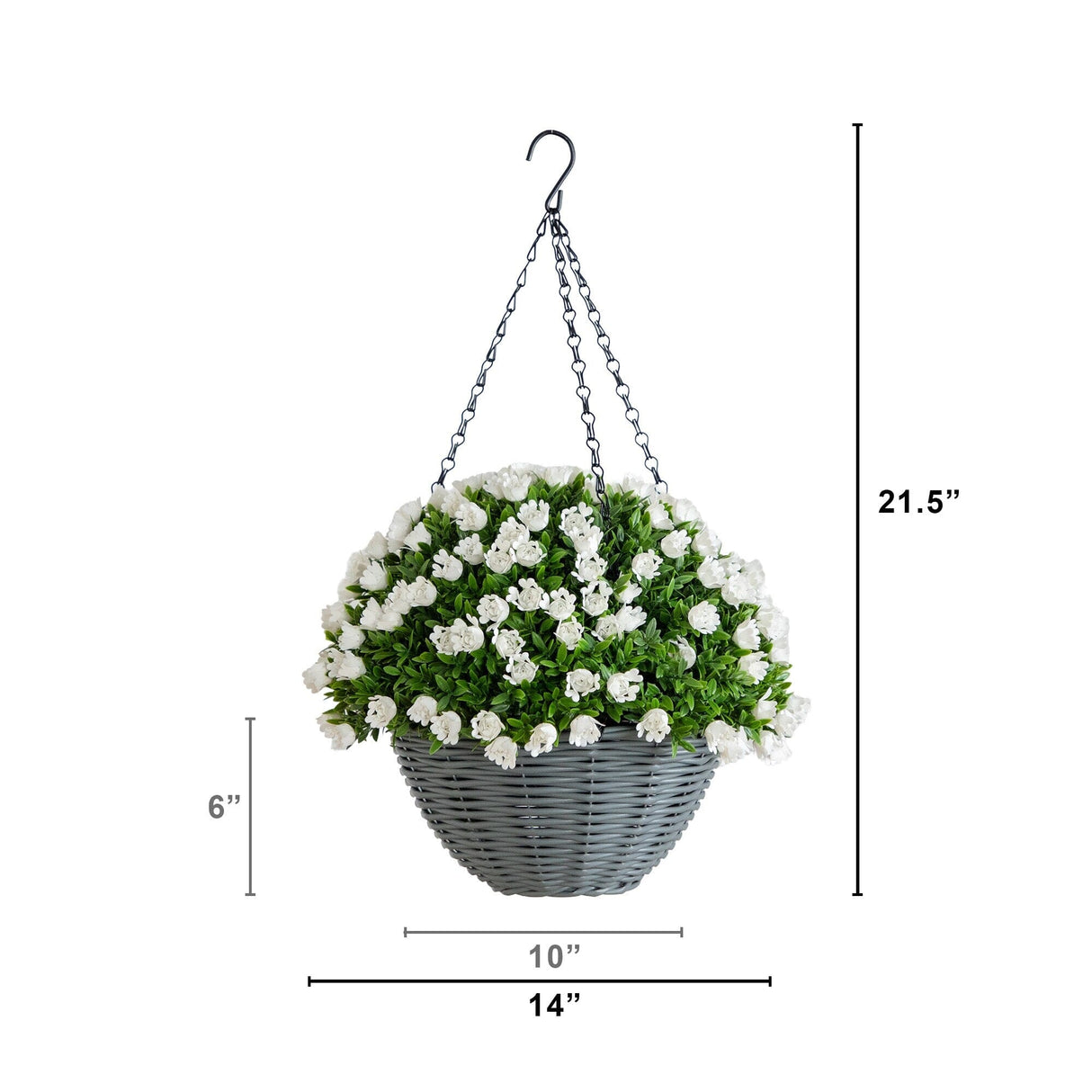22” UV Resistant Artificial Mini Rose and Aptenia Hanging Basket (Indoor/Outdoor)