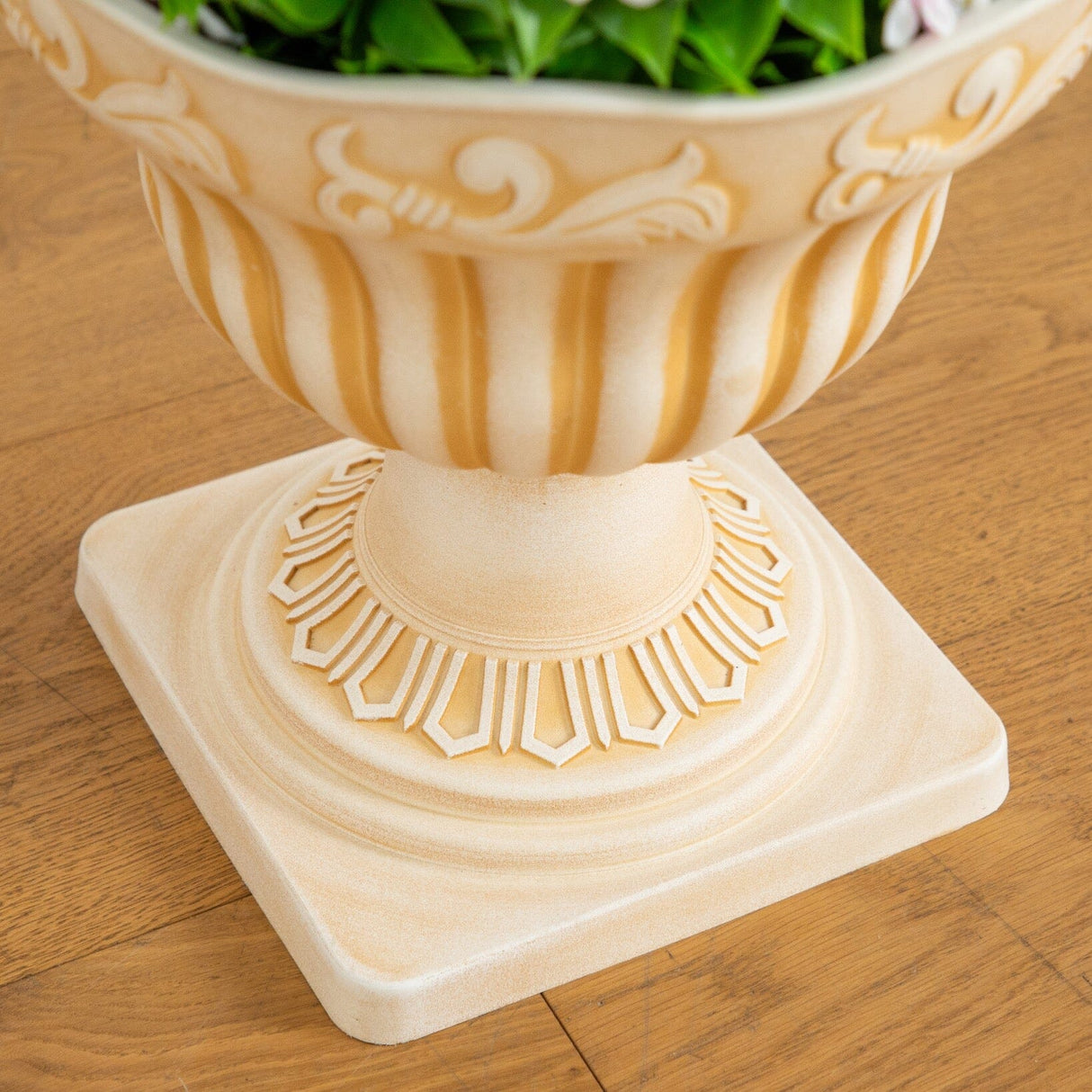 22” UV Resistant Artificial Pink Flowering Ball Topiary in Decorative Urn Planter (Indoor/Outdoor)