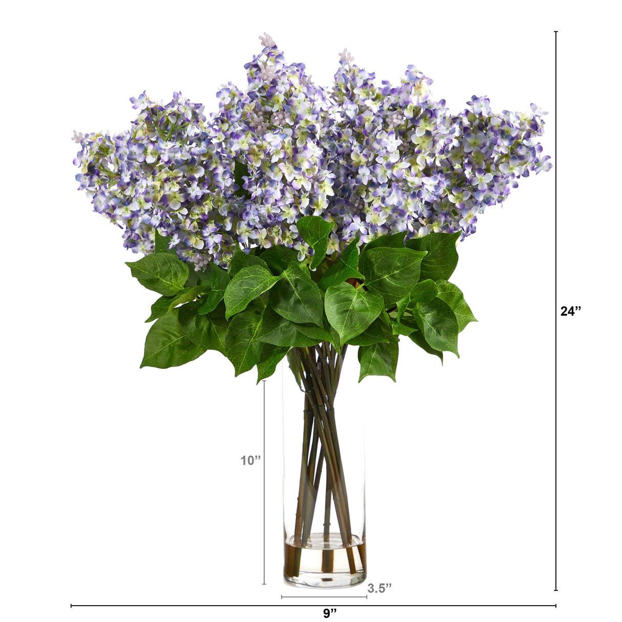 24” Artificial Lilac Arrangement with Cylinder Glass Vase