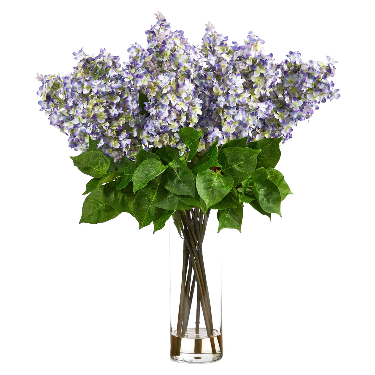 24” Artificial Lilac Arrangement with Cylinder Glass Vase