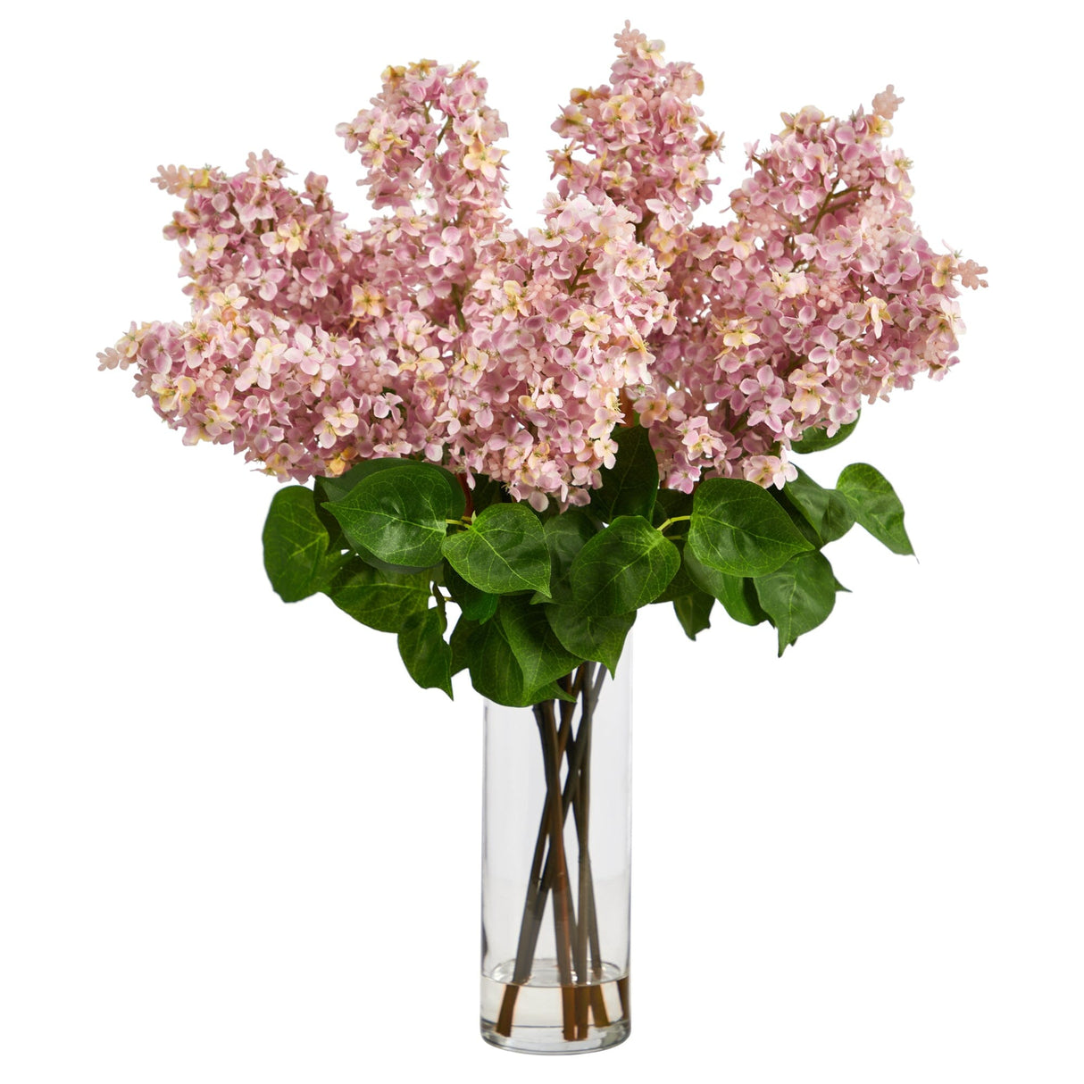 24” Artificial Lilac Arrangement with Cylinder Glass Vase
