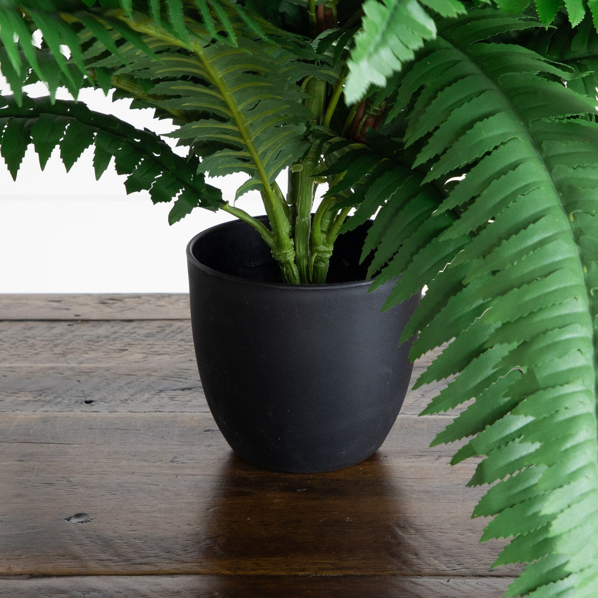 24” Artificial Self-Shaped Boston Fern Plant in Black Planter