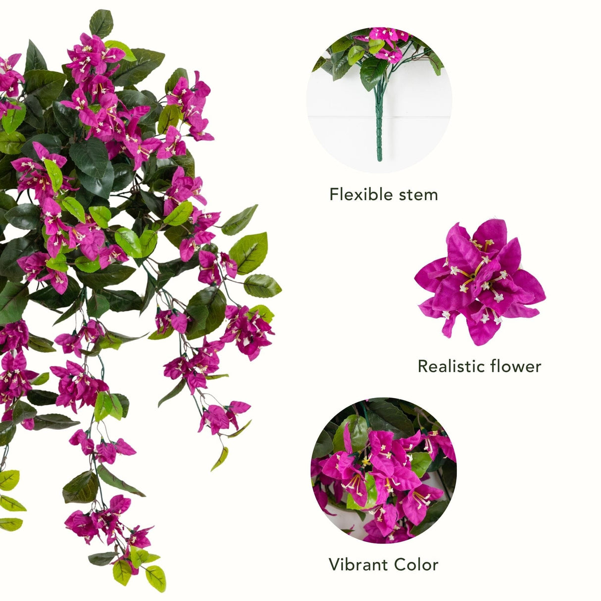 28” UV Resistant Artificial Bougainvillea Hanging Plant (Indoor/Outdoor) - Set of 2