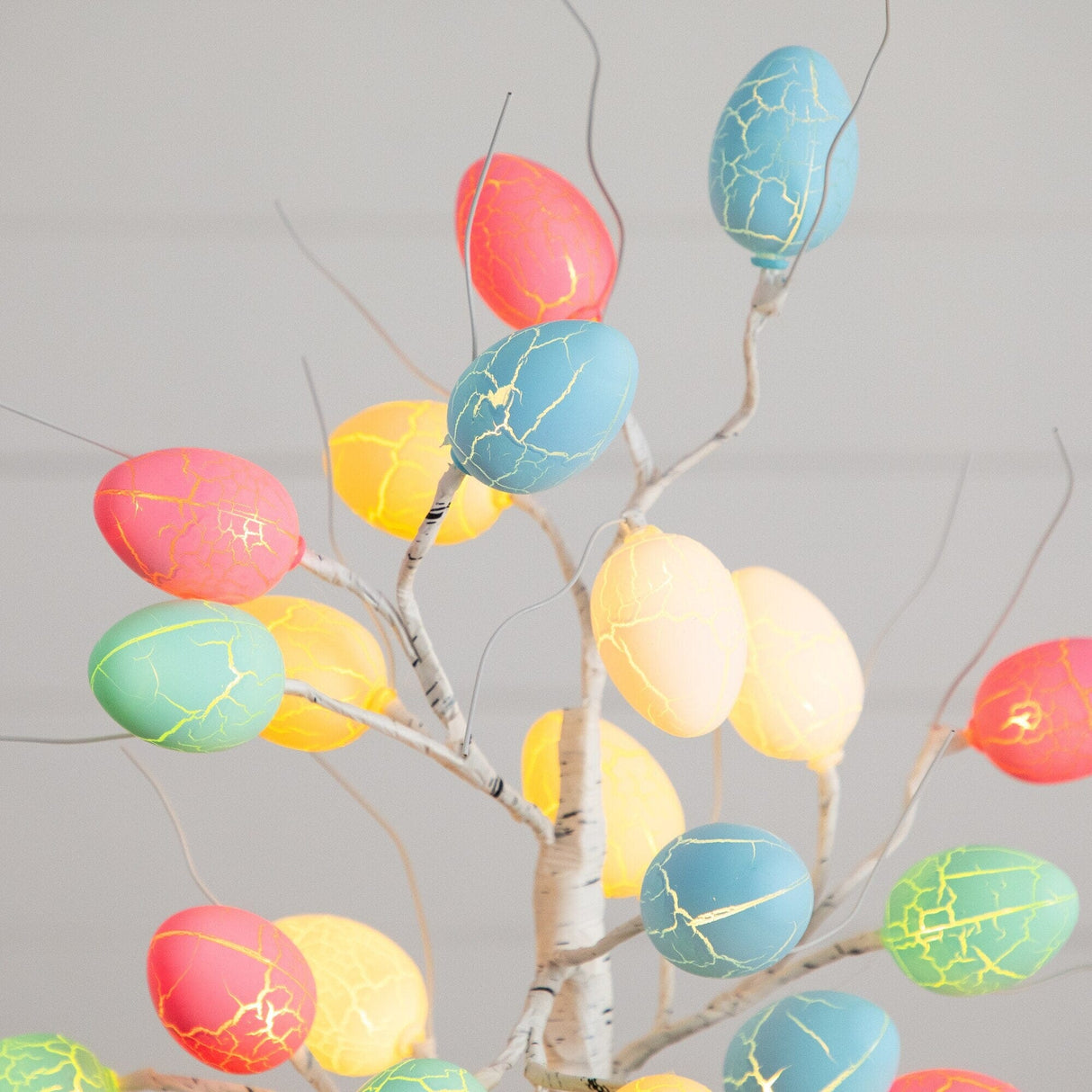2' Pre-Lit Artificial Easter Egg Twig Tree with 24 LED Lights
