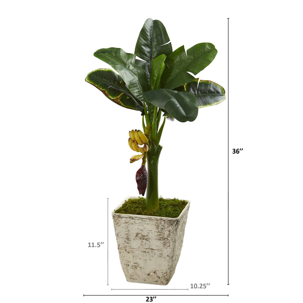3’ Banana Artificial Tree in Country White Planter