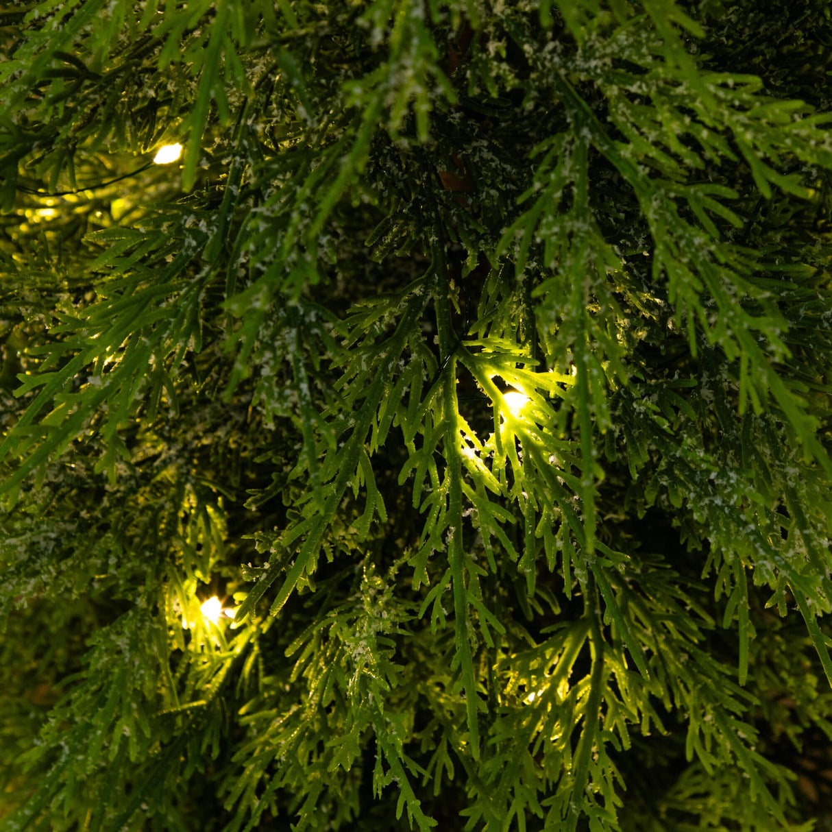 3' Pre-Lit Artificial Lightly Snowed Cypress Christmas Tree with 38 Warm White LED Lights in Decorative Weaved Basket