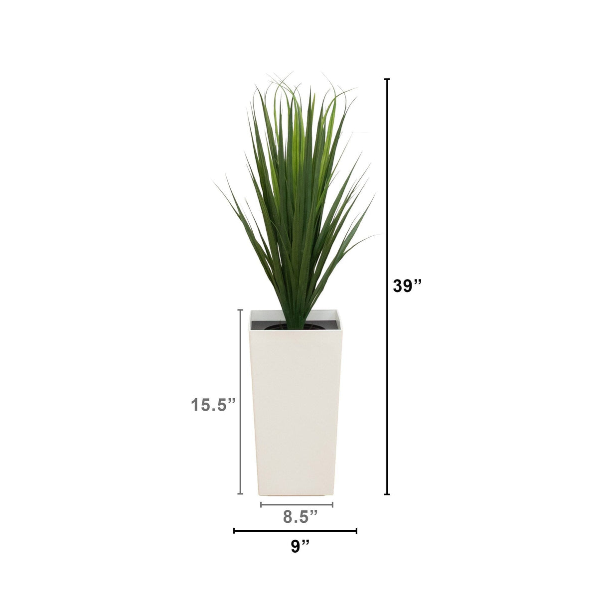 3’ UV Resistant Artificial Grass Plant in White Tower Planter (Indoor/Outdoor)