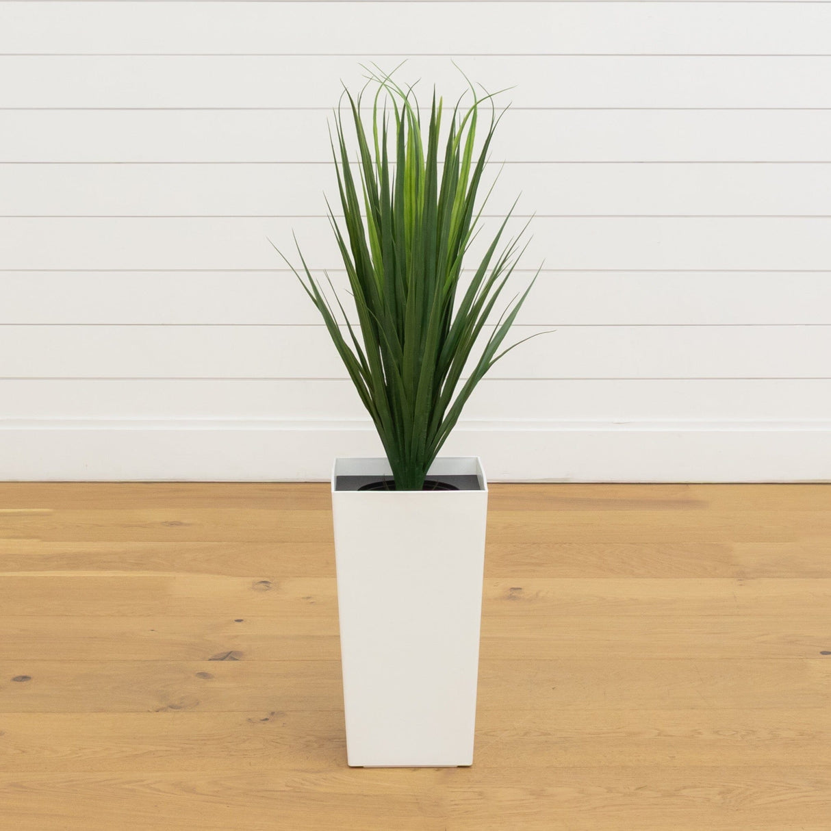 3’ UV Resistant Artificial Grass Plant in White Tower Planter (Indoor/Outdoor)