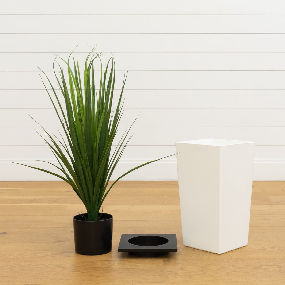 3’ UV Resistant Artificial Grass Plant in White Tower Planter (Indoor/Outdoor)
