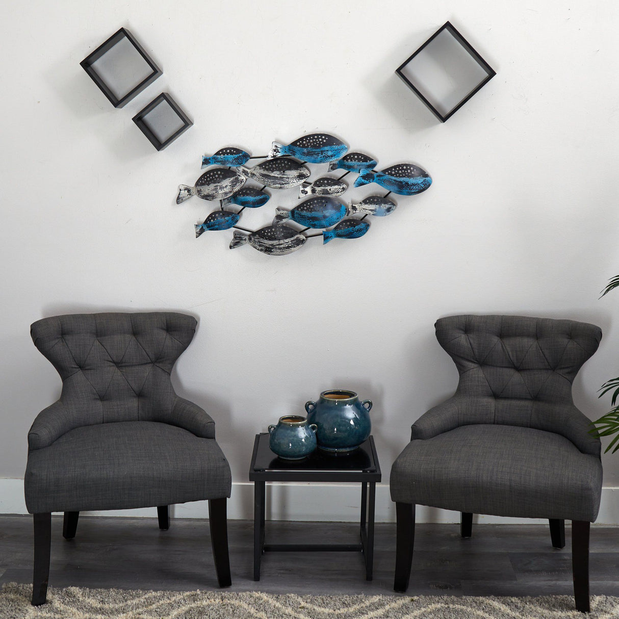 3’ x 1.5’ Coastal Fish Metal Wall Art Decor