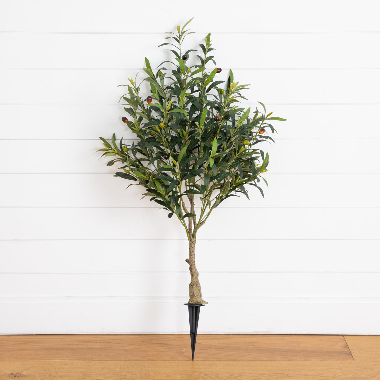 3.5' UV Resistant Artificial Olive Bush with Integrated Ground Stake (Indoor/Outdoor)