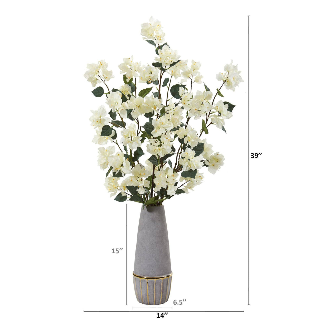 39” Bougainvillea Artificial Arrangement in Stoneware Vase