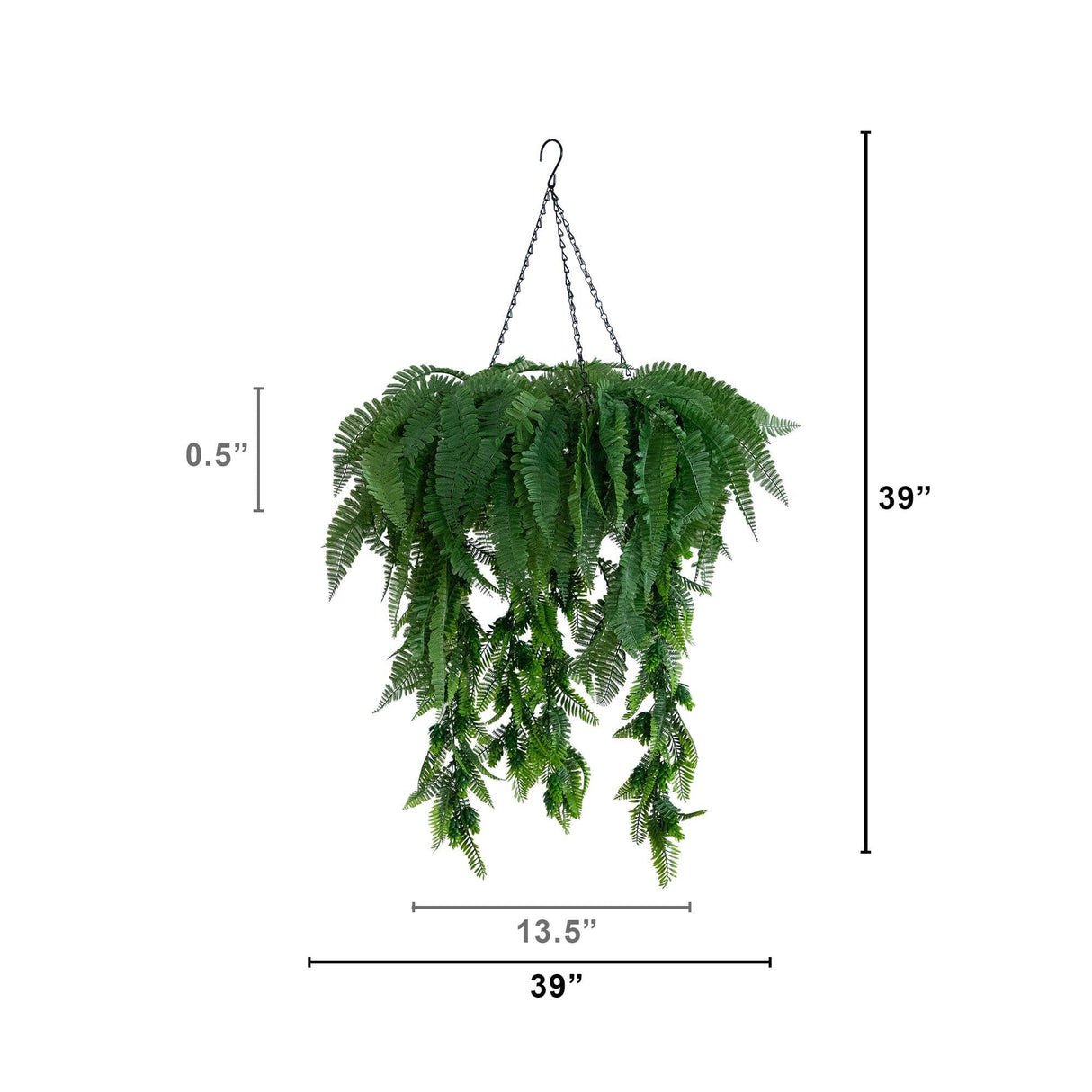 39” UV Resistant Artificial Mixed Ferns Plant in Hanging Ring (Indoor/Outdoor)
