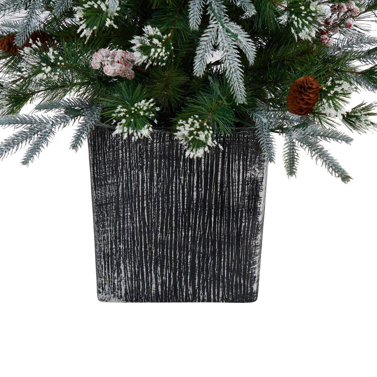 4' Frosted Artificial Christmas Tree Pre-Lit with 105 lights in Decorative Planter