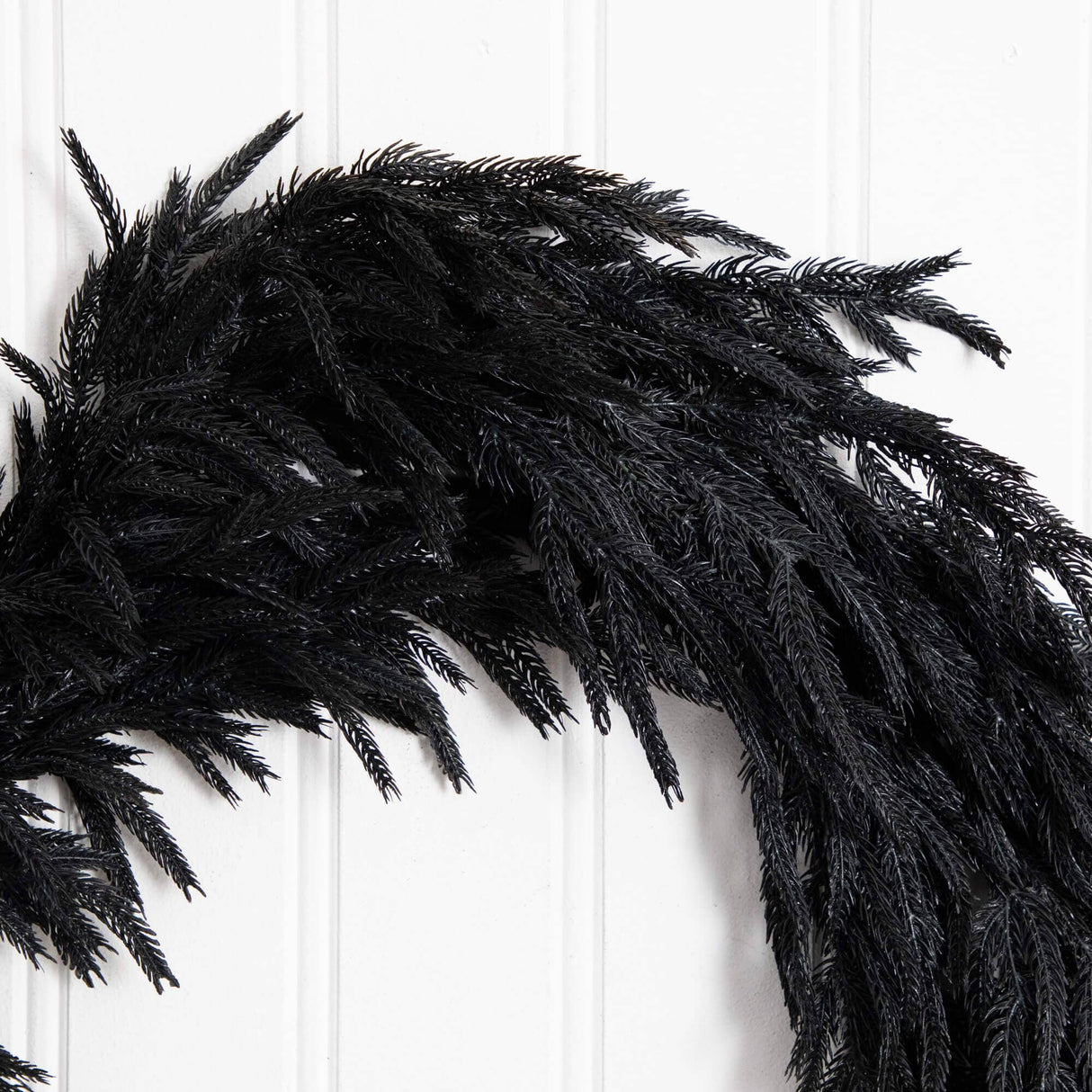 4' Artificial Real Touch Halloween Black Norfolk Island Pine Garland with Natural Look