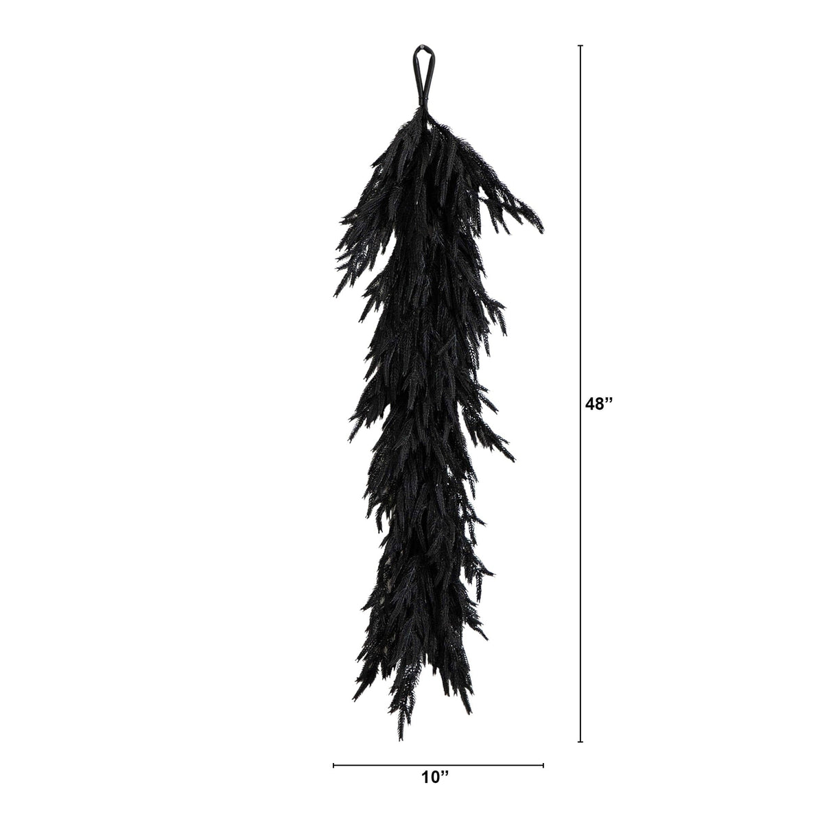 4' Artificial Real Touch Halloween Black Norfolk Island Pine Garland with Natural Look