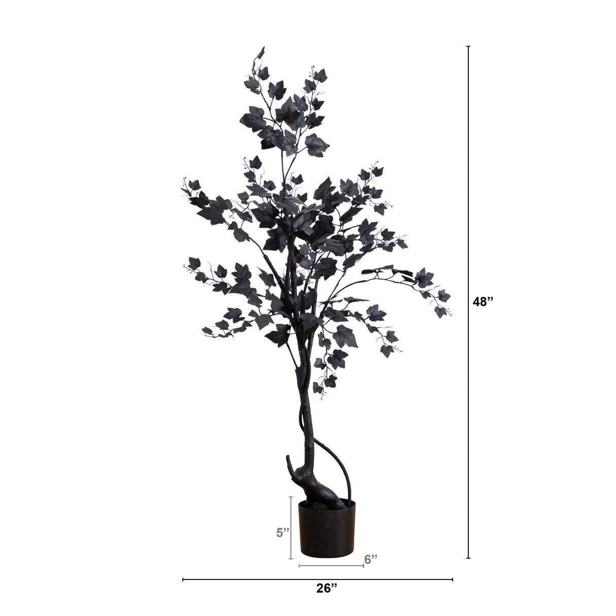 4’ Artificial Halloween Black Maple Tree
