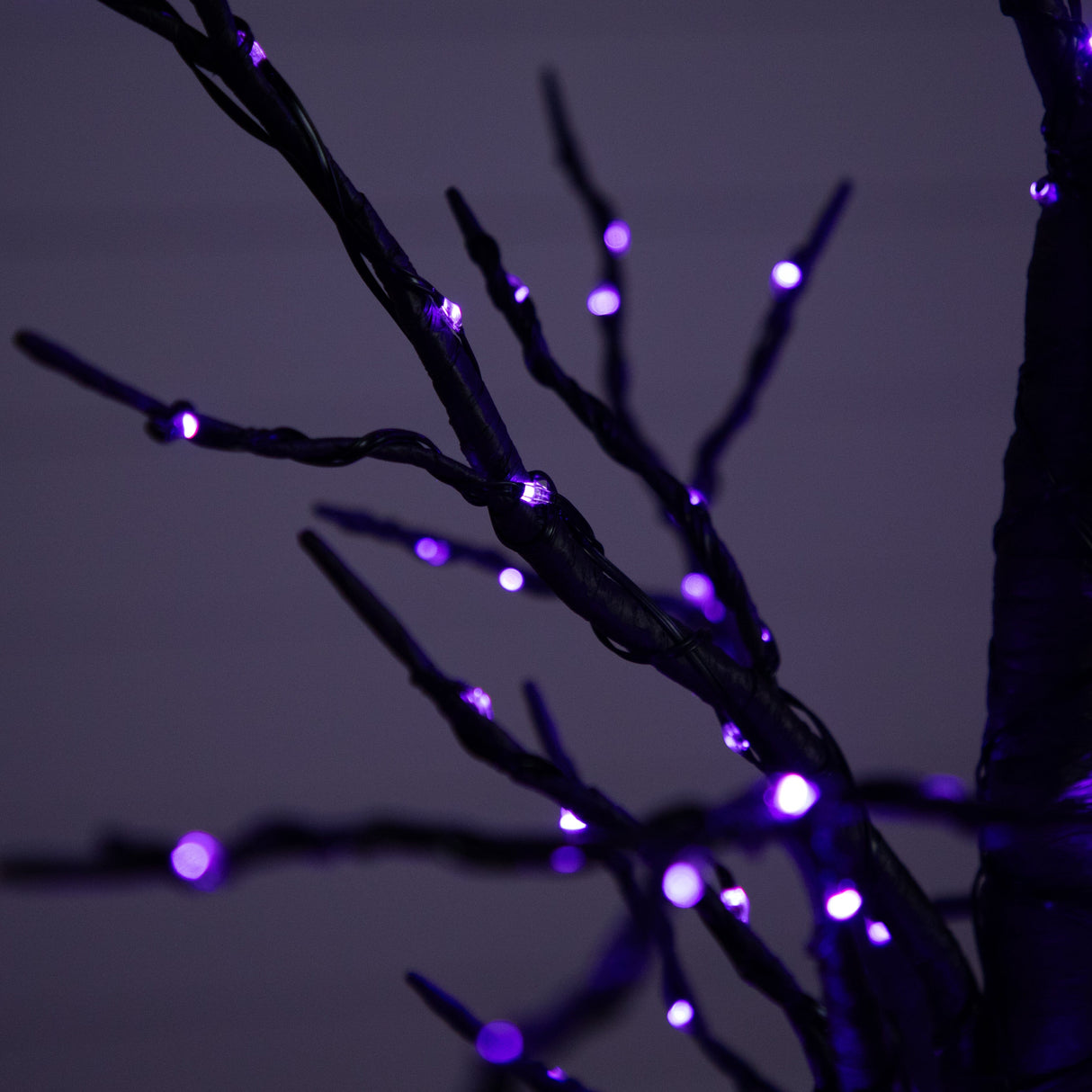 4’ Pre-Lit Artificial Halloween Twig Tree with 240 Orange & Purple LED Lights