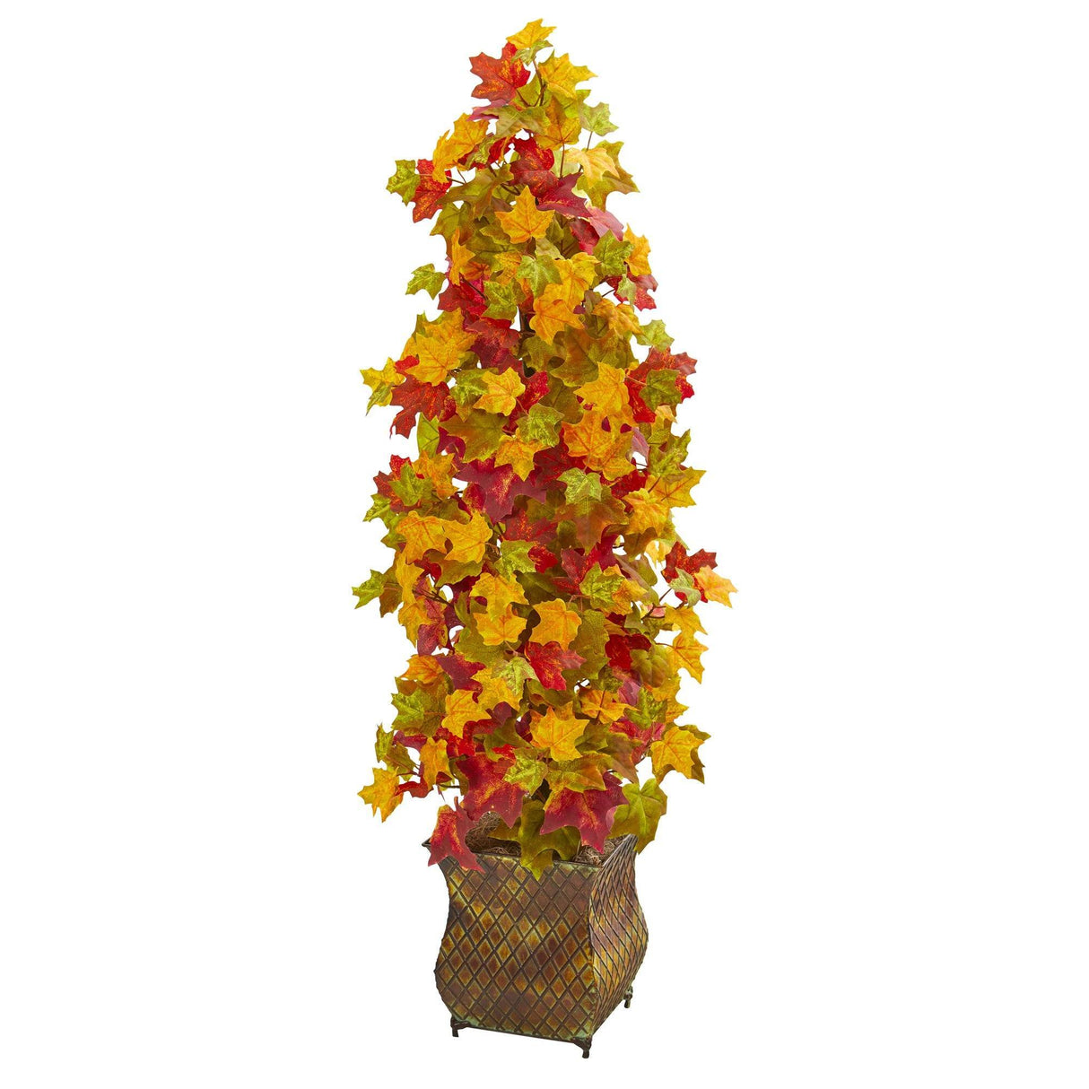 41” Autumn Maple Artificial Tree in Decorative Metal Planter