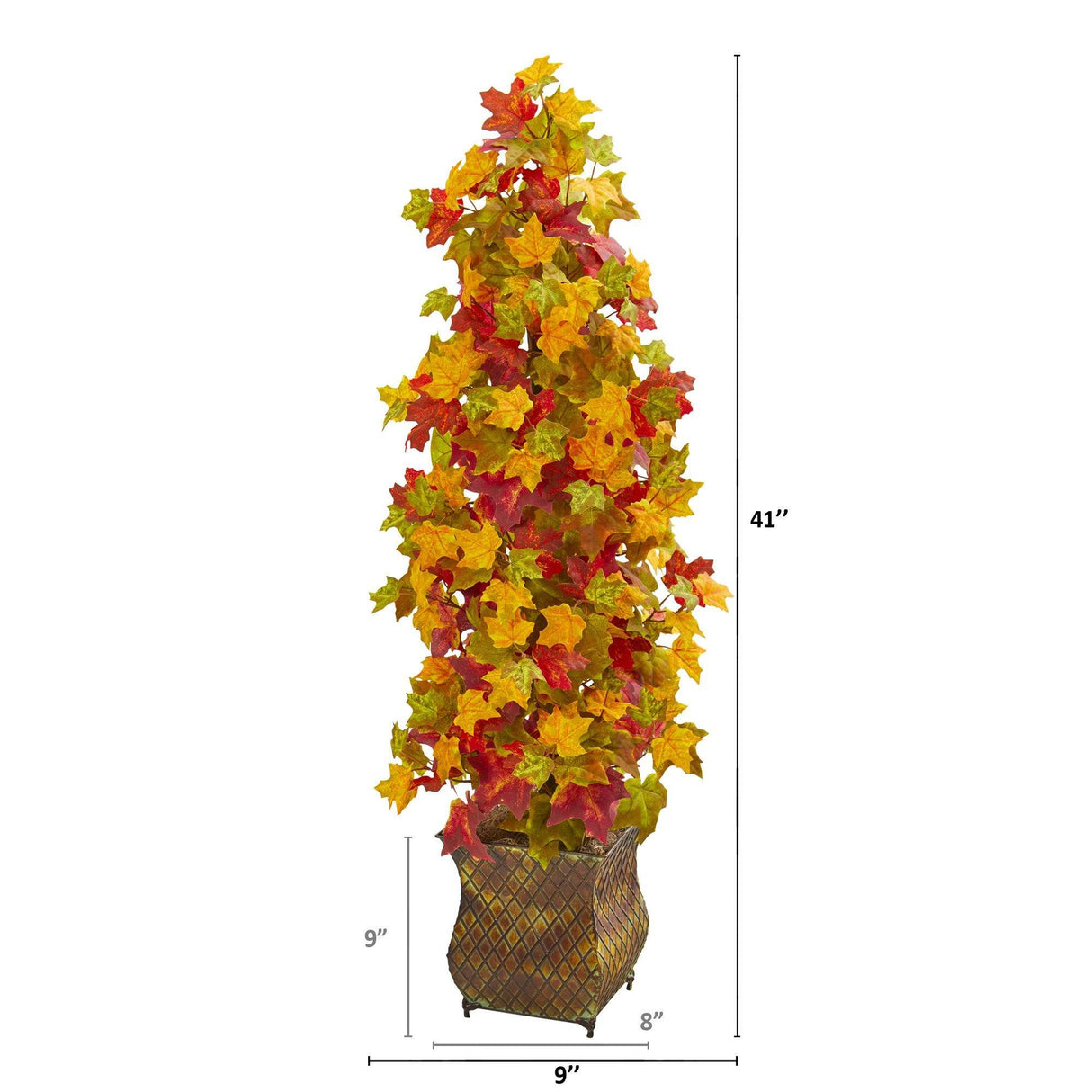 41” Autumn Maple Artificial Tree in Decorative Metal Planter