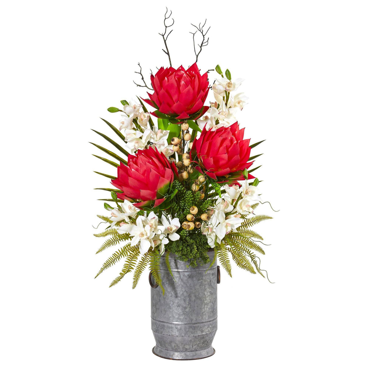 43” Cymbidium Orchid, Succulent and Mixed Flower Artificial Plant