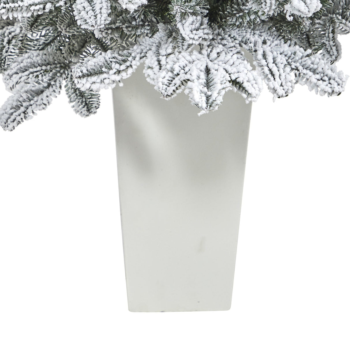 44” Flocked North Carolina Fir Artificial Christmas Tree with 150 Warm White Lights and 545 Bendable Branches in Planter