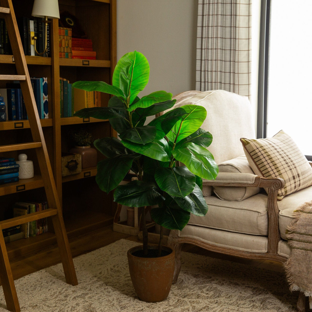 44" Artificial Rubber Tree in Decorative Planter