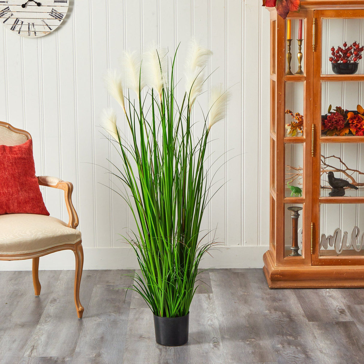 4.5’ Artificial Plum Grass Plant with Creamy Plumes