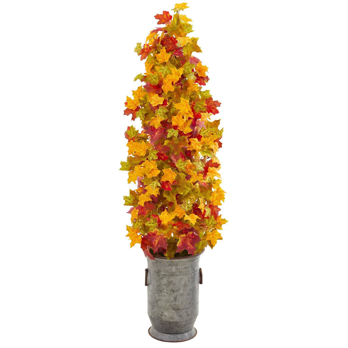 46” Autumn Maple Artificial Tree in Vintage Metal Planter