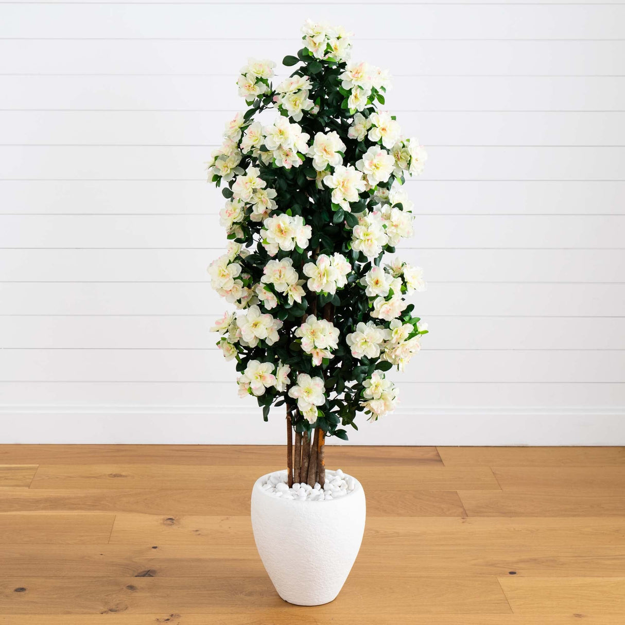 5’ Azalea Artificial Tree in White Planter