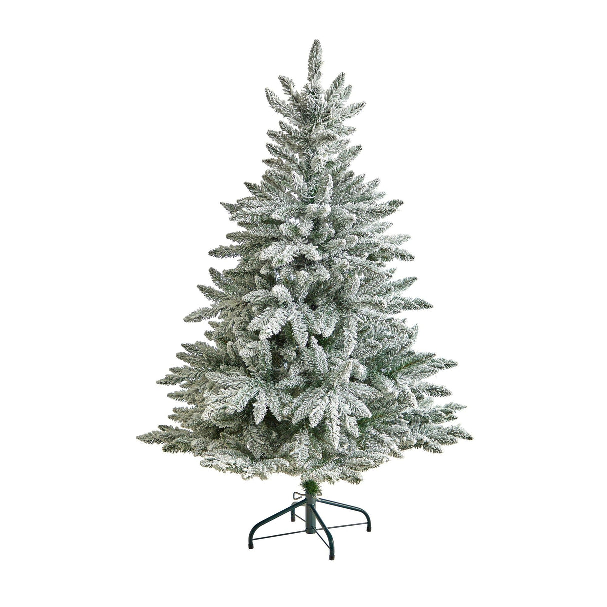 5’ Flocked West Virginia Spruce Christmas Tree with 200 Clear Lights and 604 Bendable Branches