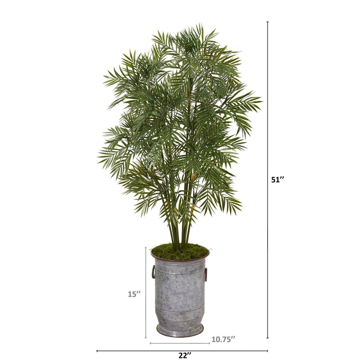 51” Parlor Palm Artificial Tree in Vintage Metal Planter
