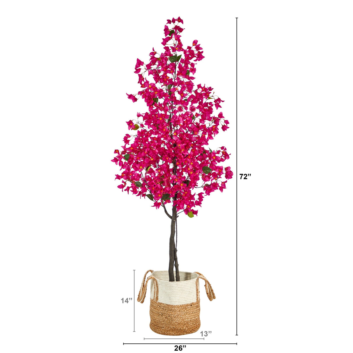 6’ Artificial Bougainvillea Tree with Handmade Jute & Cotton Basket