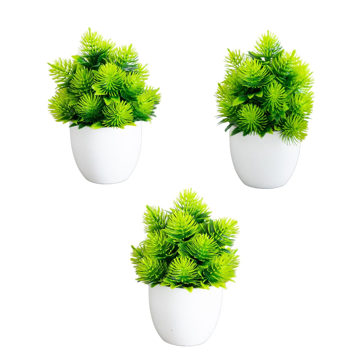 6” Artificial Cactus Plant in White Round Pot - Set of 3