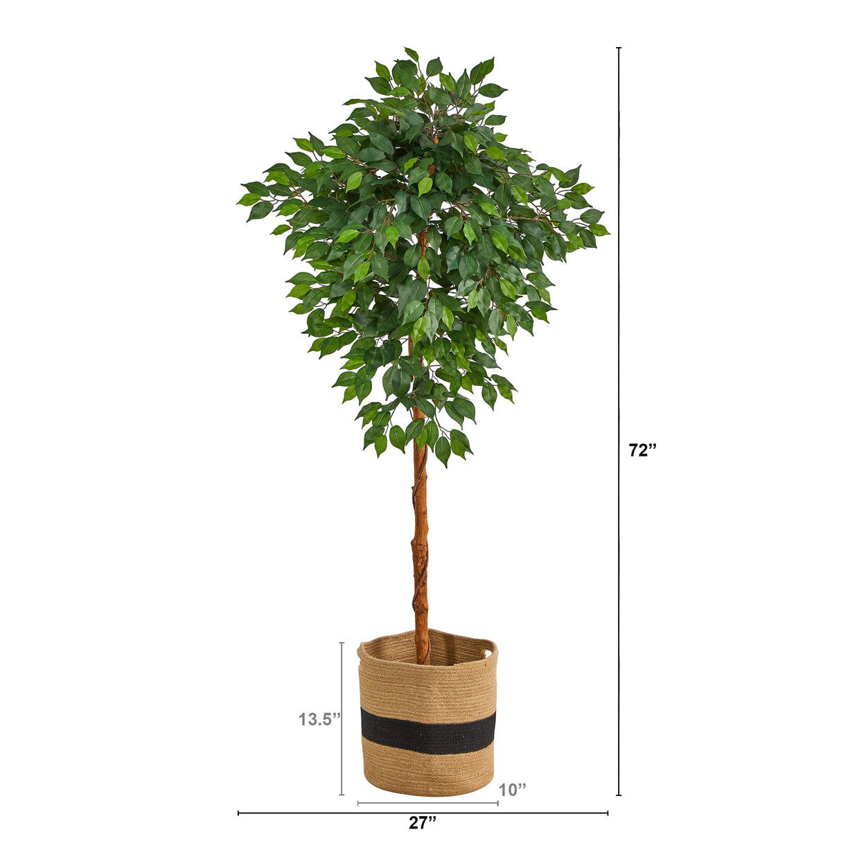 6’ Artificial Ficus Tree with Handmade Jute & Cotton Basket