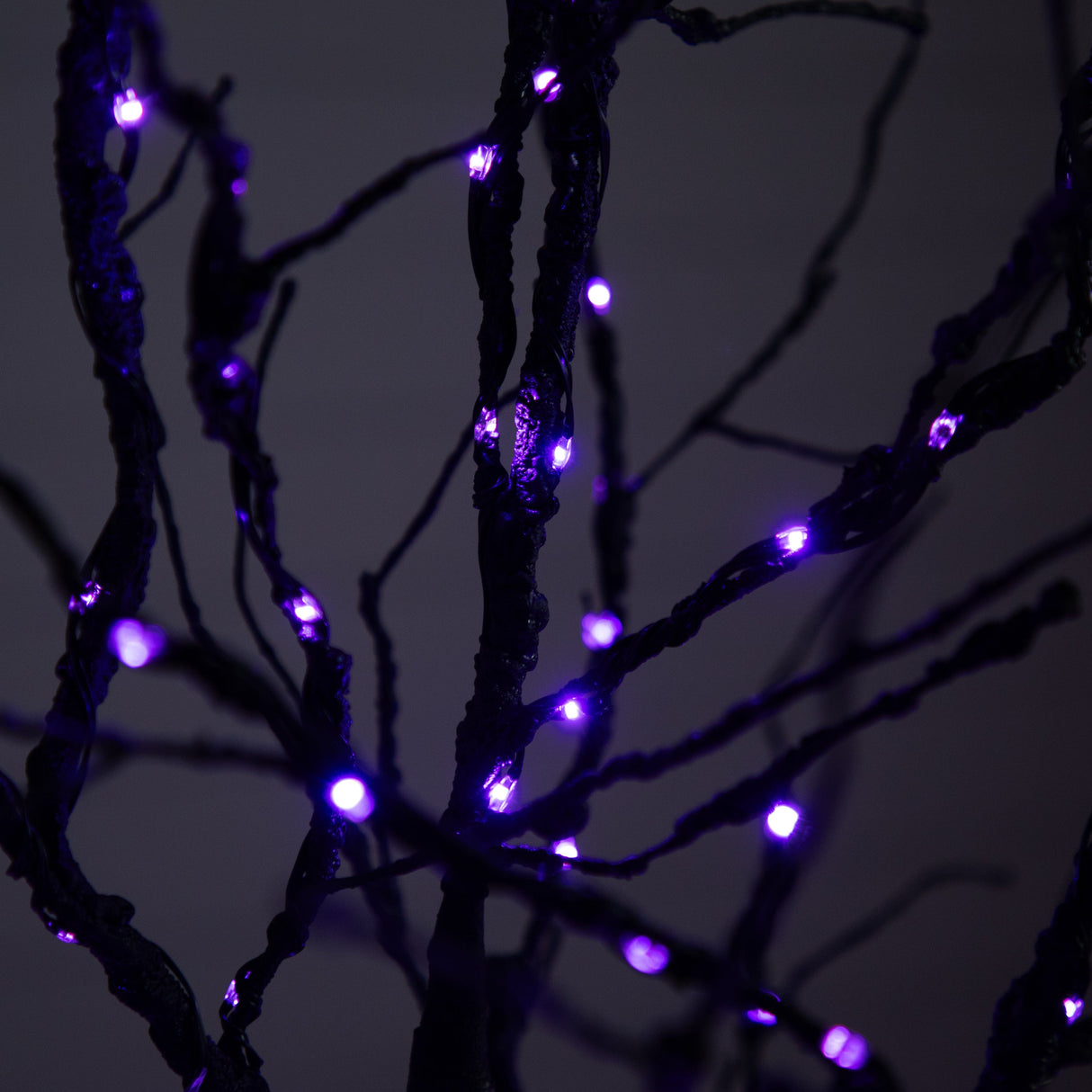 6’ Pre-Lit Halloween Deluxe Black Twig Artificial Tree with 156 Orange & Purple LED Lights