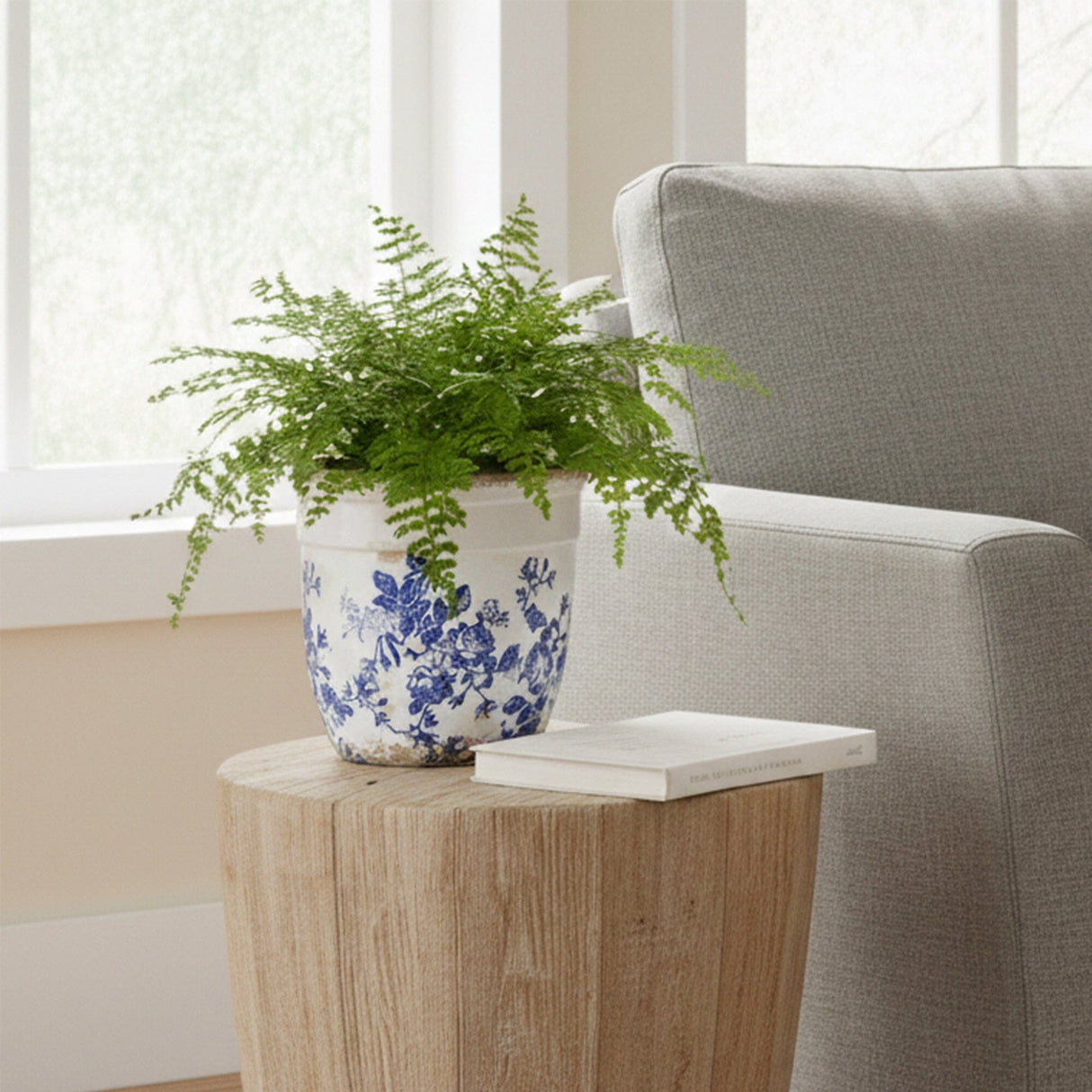 6.5” Floral Tuscan Ceramic Blue Scroll Planter
