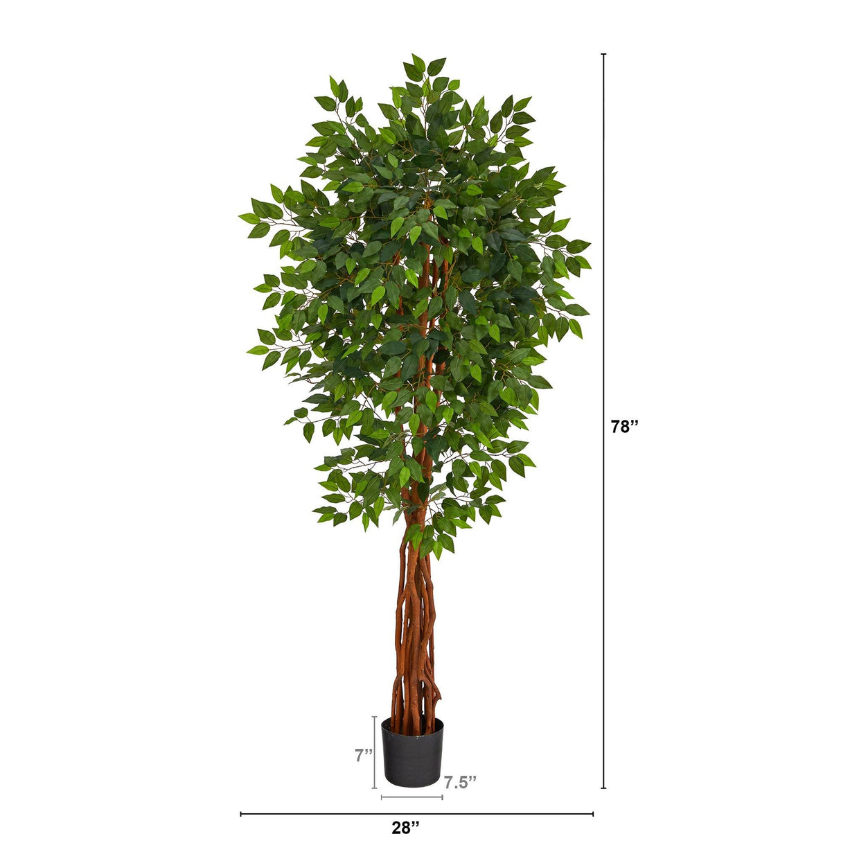 6.5’ Super Deluxe Ficus Artificial Tree with Natural Trunk