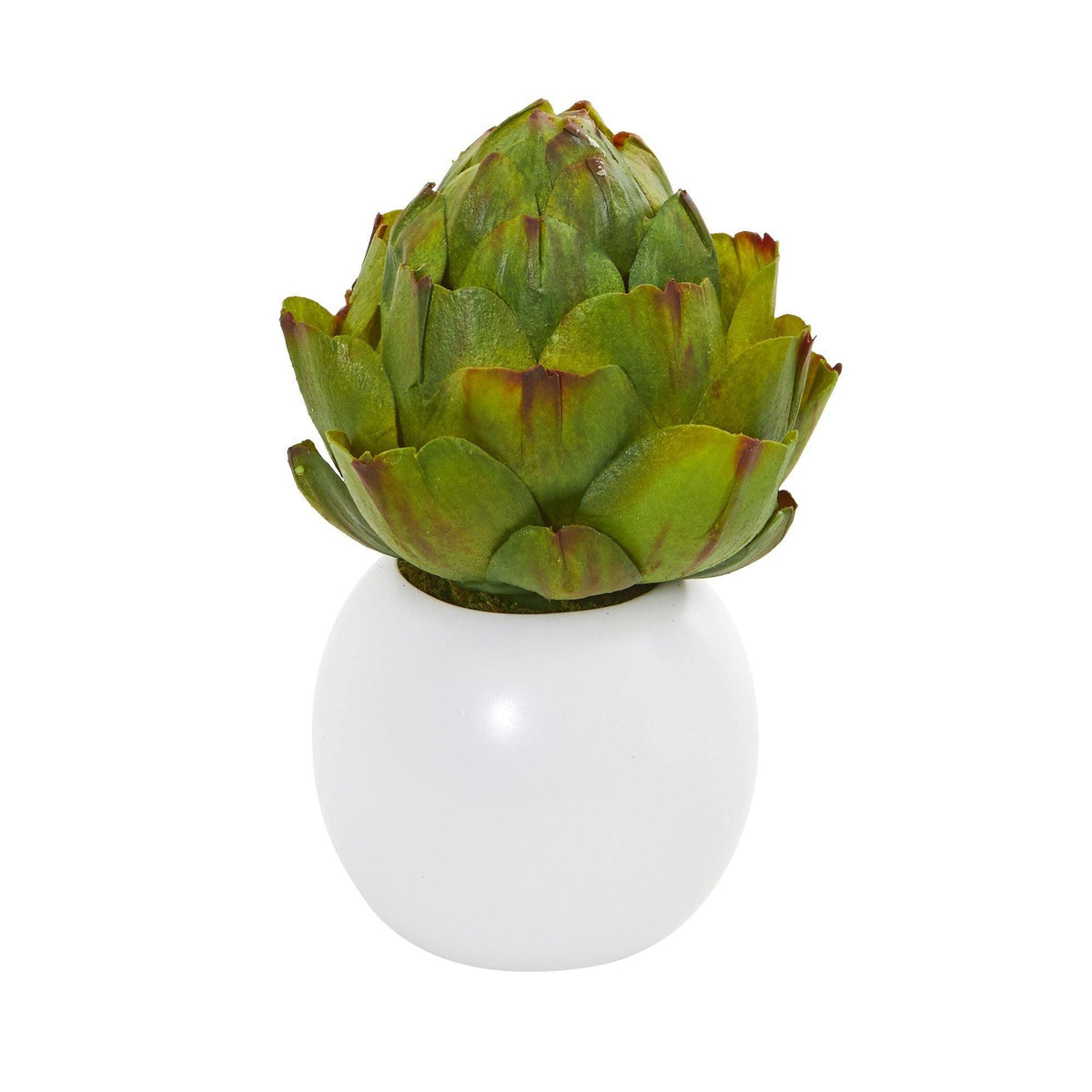8” Artichoke and Cactus Artificial Plant in White Planter (Set of 3)