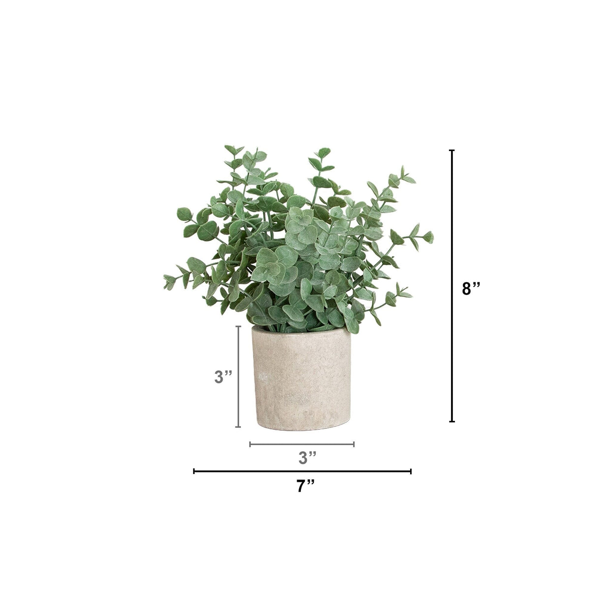 8" Artificial Mixed Eucalyptus Plant in Decorative Planter - Set of 3